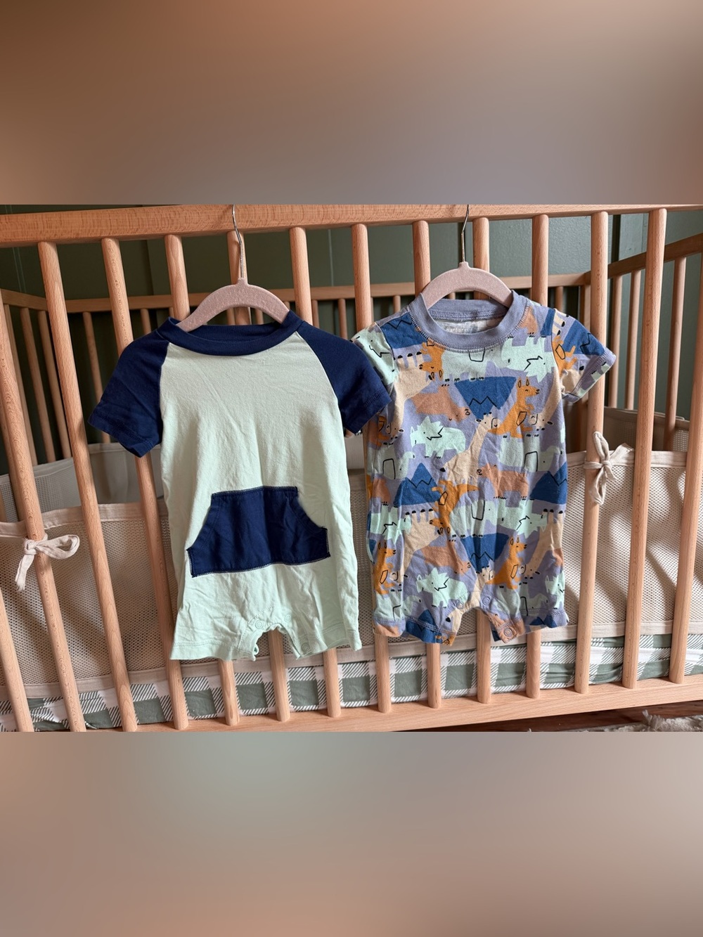 Baby Boy Carter's Mint & Navy Short Sleeve Romper Duo